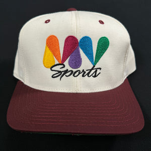 MV Sports White Maroon Snapback Hat
