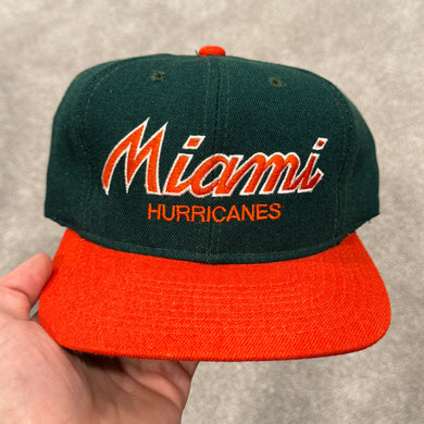 Vintage Miami Hurricanes Wool SS Script Snapback Hat