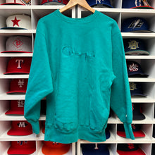 Load image into Gallery viewer, Vintage Champion Reverse Weave Teal Spellout Crewneck M/L