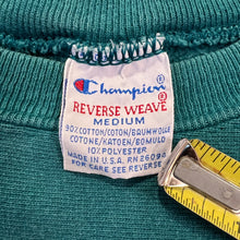 Load image into Gallery viewer, Vintage Champion Turqoise Spellout Reverse Weave Crewneck S/M