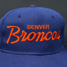 Load image into Gallery viewer, Vintage Denver Broncos SS Script Snapback Hat