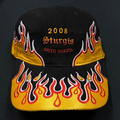 Vintage 2008 Sturgis Biker Rally Flames Fitted Hat M/L