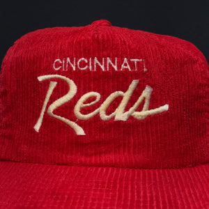 Vintage Cincinnati Reds SS Corduroy Script Strapback Hat