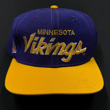 Load image into Gallery viewer, Vintage Minnesota Vikings SS Script Fitted Hat 7 1/2