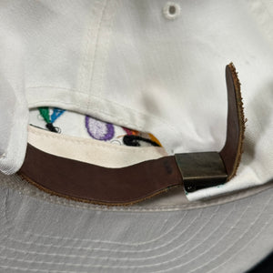 MV Sports White Leather Strapback Hat