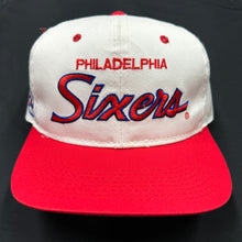 Load image into Gallery viewer, Vintage Philadelphia 76ers Twill SS Script Snapback Hat