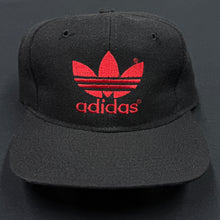 Load image into Gallery viewer, Vintage adidas Trefoil Black Red Snapback Hat
