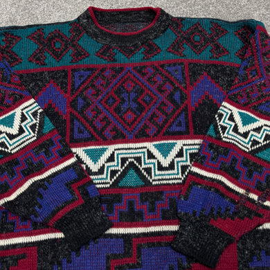 Vintage Patterned Sweater L