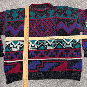 Vintage Patterned Sweater L