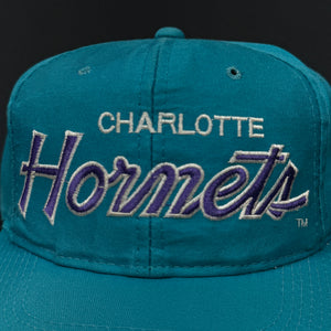Vintage Charlotte Hornets Twill SS Script Snapback Hat