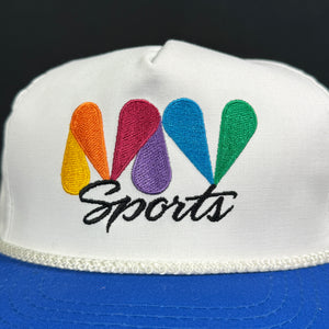 MV Sports White Royal Blue Snapback Hat