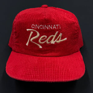 Vintage Cincinnati Reds SS Corduroy Script Strapback Hat