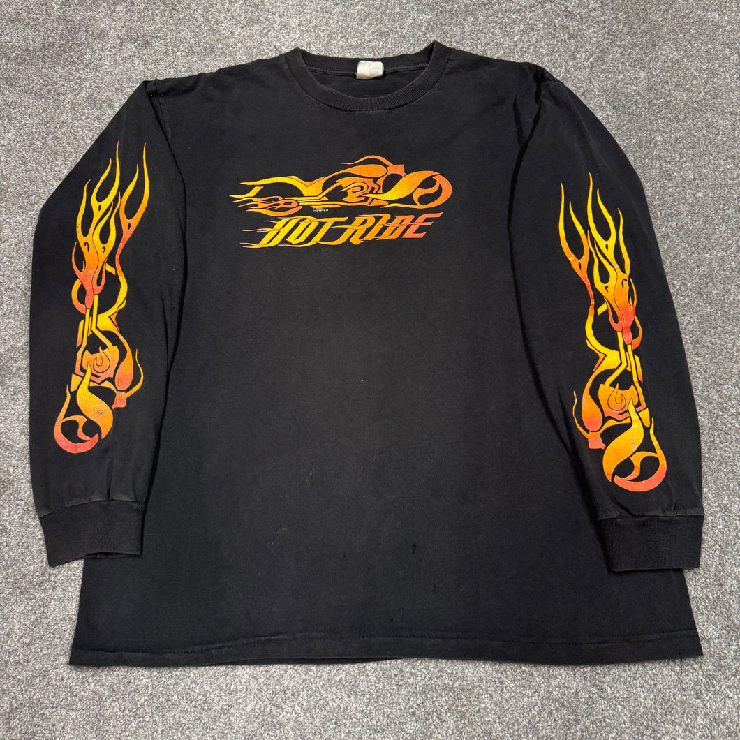 Vintage 2002 Weirs Beach Hot Ride Flames Shirt L