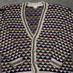 Vintage Patterned Cardigan Button Up Sweater XL