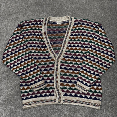 Vintage Patterned Cardigan Button Up Sweater XL