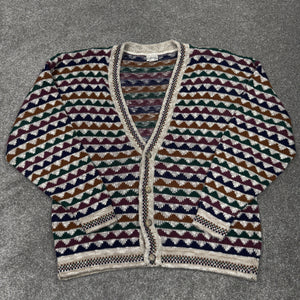 Vintage Patterned Cardigan Button Up Sweater XL