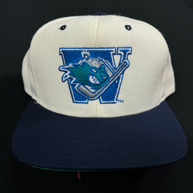 Worcester Ice Cats White Navy Snapback Hat