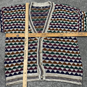 Vintage Patterned Cardigan Button Up Sweater XL