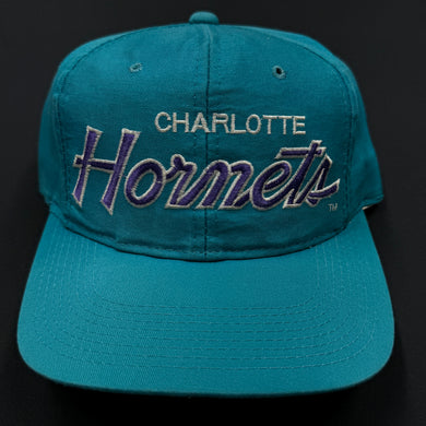 Vintage Charlotte Hornets Twill SS Script Snapback Hat