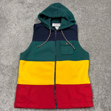 Vintage IZZI Striped Hooded Feece Vest L