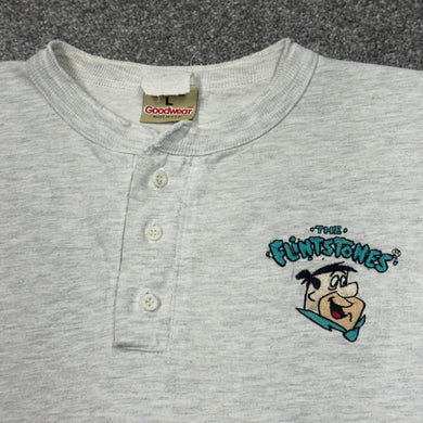 Vintage Flintsones Long Sleeve Henley Shirt M