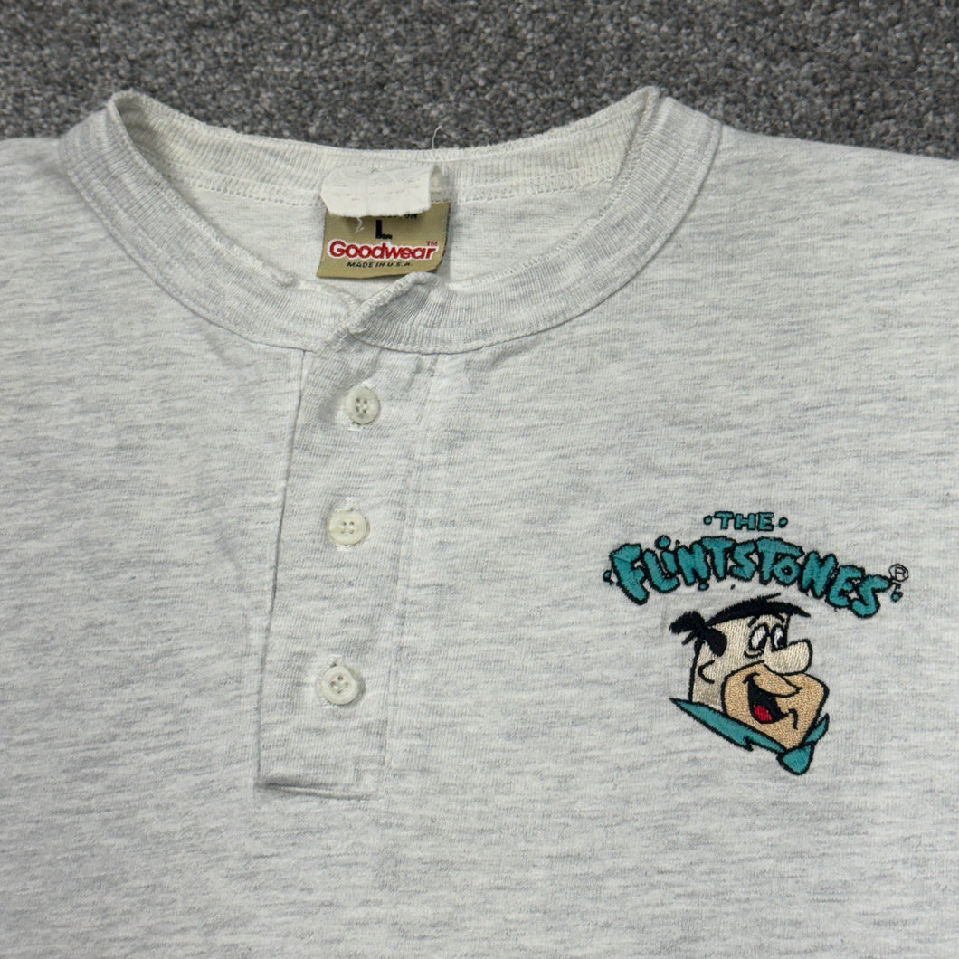 Vintage Flintsones Long Sleeve Henley Shirt M