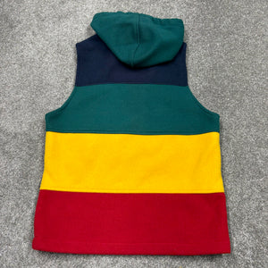 Vintage IZZI Striped Hooded Feece Vest L