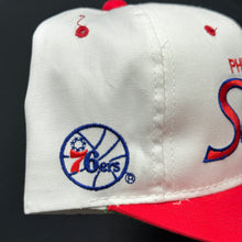 Load image into Gallery viewer, Vintage Philadelphia 76ers Twill SS Script Snapback Hat