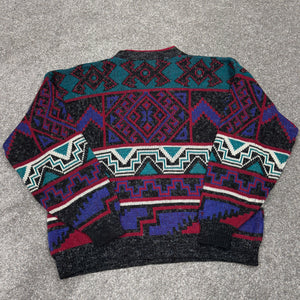 Vintage Patterned Sweater L