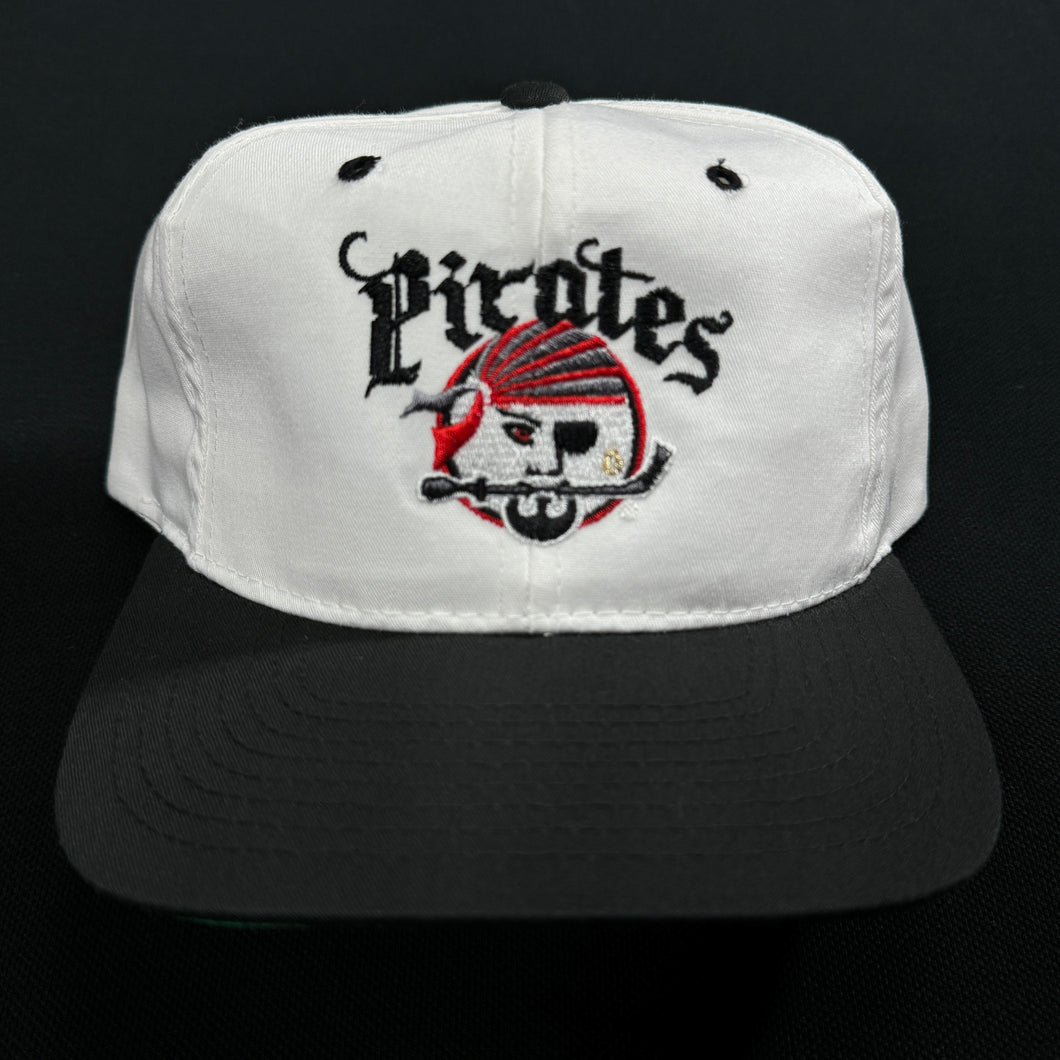 Portland Pirates White Black Twill Snapback Hat