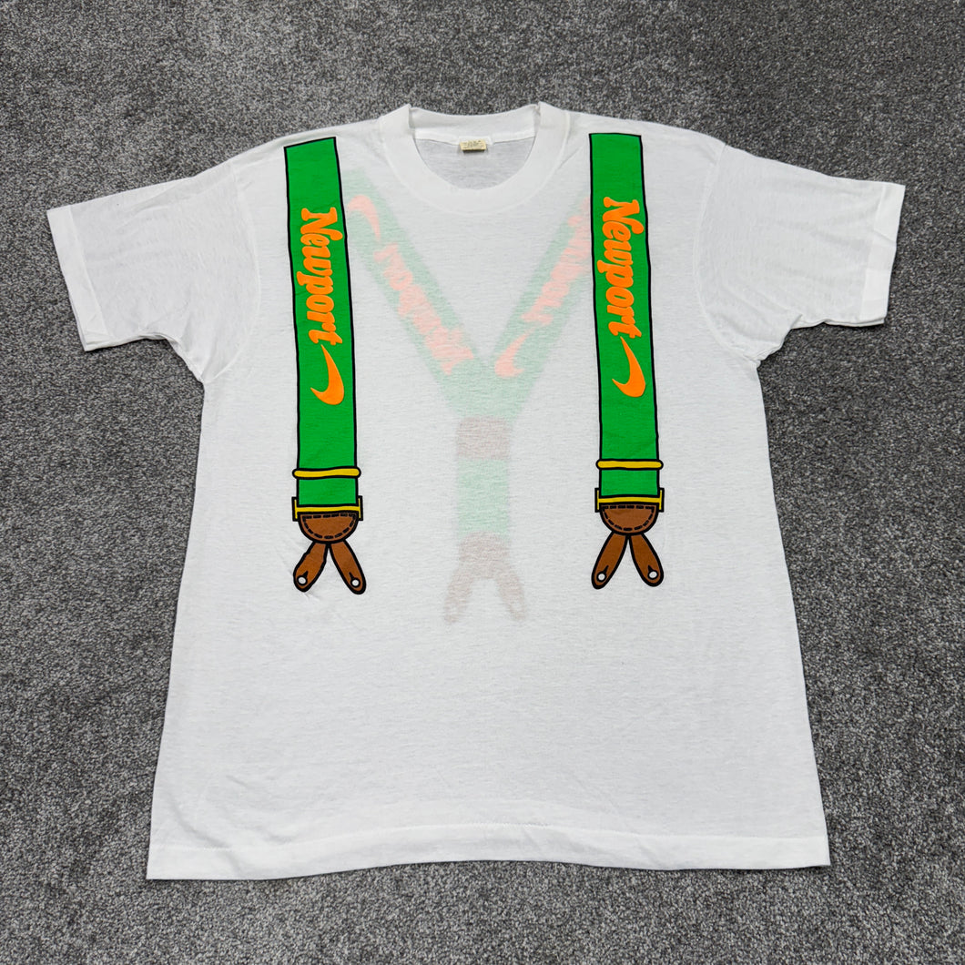 Vintage Newport Cigarettes Suspenders Shirt S/M