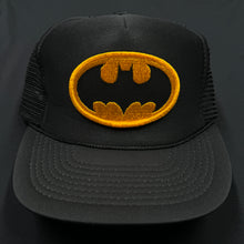 Load image into Gallery viewer, Vintage Batman Logo Black Trucker Snapback Hat