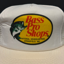 Load image into Gallery viewer, Vintage Bass Pro Shops White Mesh Snapback Hat