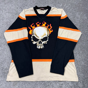 Vintage 2002 Flaming Skull Jersey Shirt L/XL