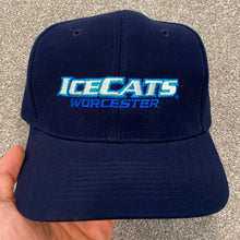 Load image into Gallery viewer, Worcester Ice Cats Navy Spell Out Snapback Hat