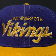 Load image into Gallery viewer, Vintage Minnesota Vikings SS Script Fitted Hat 7 1/2