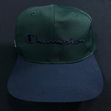 Vintage Champion Spell Out Green Blue Snapback Hat