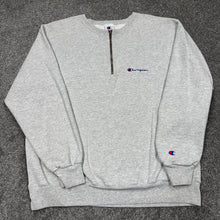 Load image into Gallery viewer, Vintage Champion Quarter Zip Gray Sweatshirt XL