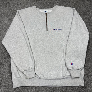 Vintage Champion Quarter Zip Gray Sweatshirt XL