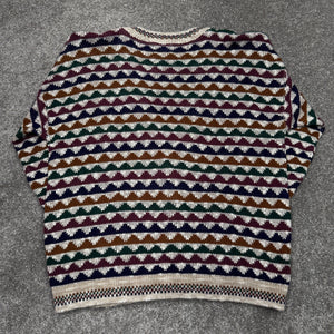 Vintage Patterned Cardigan Button Up Sweater XL