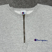 Load image into Gallery viewer, Vintage Champion Quarter Zip Gray Sweatshirt XL