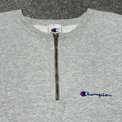 Vintage Champion Quarter Zip Gray Sweatshirt XL