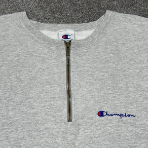 Vintage Champion Quarter Zip Gray Sweatshirt XL