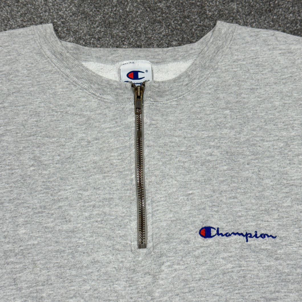 Vintage Champion Quarter Zip Gray Sweatshirt XL