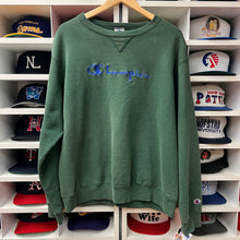 Load image into Gallery viewer, Vintage Champion Green Spellout Crewneck L