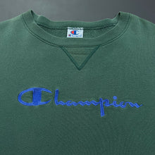 Load image into Gallery viewer, Vintage Champion Green Spellout Crewneck L