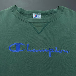 Vintage Champion Green Spellout Crewneck L