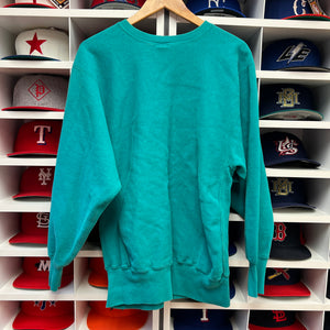 Vintage Champion Reverse Weave Teal Spellout Crewneck M/L