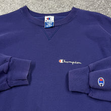 Load image into Gallery viewer, Vintage Champion Spell Out Blue Sweatshirt L/XL