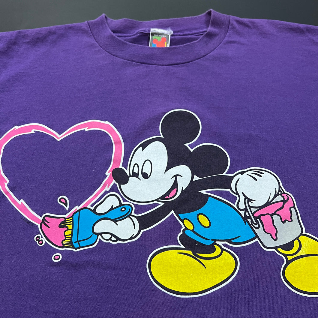 Vintage Mickey Mouse Heart Painting Disney Shirt XL